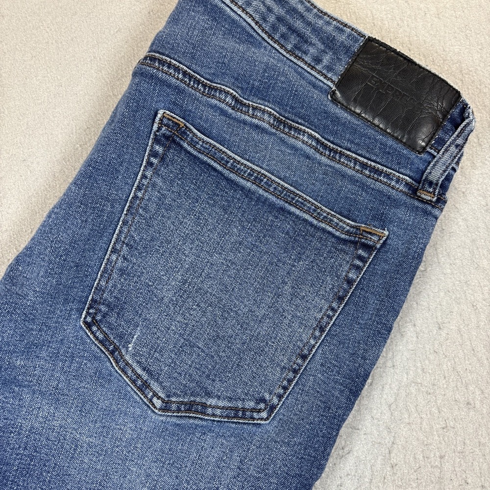 Express Regular Fit Jeans Button Zip Logo 36X32 Stretch 5-Pocket Men Distressed